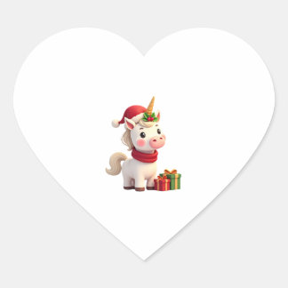 Eenhorn Kerst Decoratie Kerstman Eenhorn Kerst T- Hart Sticker