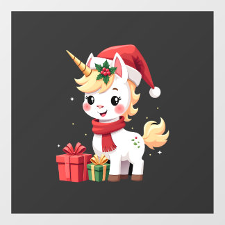 Eenhorn Kerst Decoratie Kerstman Eenhorn Kerst T- Raamsticker