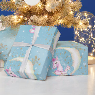 Eenhorn Kerstmaan Cadeaupapier