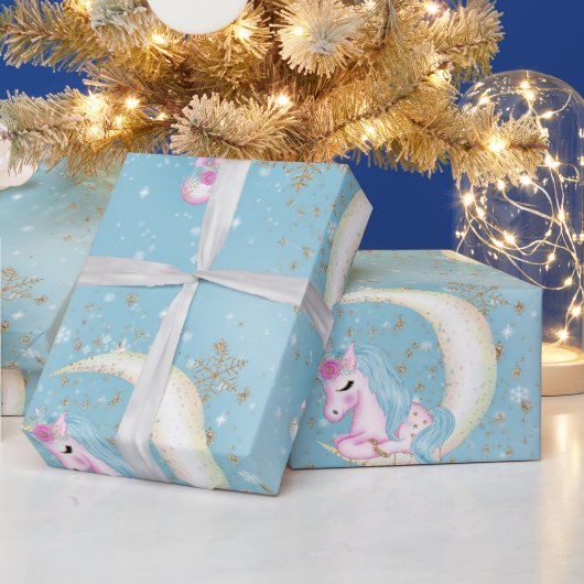 Eenhorn Kerstmaan Cadeaupapier (Feestdagen)