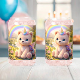 Eenhorn knuffelbeer/brillen/tumblers/drinkware blikvorm glas