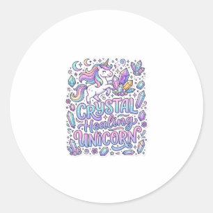 Eenhorn Kristal Genezing Eenhorn Cadeau Idee Vecto Ronde Sticker