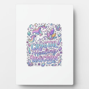 Eenhorn Kristal Helende Eenhorn Cadeau Idee Vector Fotoplaat