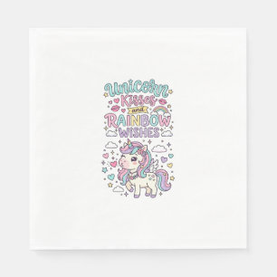 Eenhorn Kusjes en Regenboog Wensen Cute Pastel Dru Servet