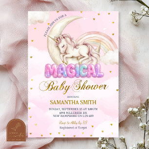 Eenhorn magisch meisje baby shower kaart