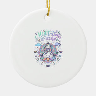 Eenhorn-meditatie Eenhorn Witte Achtergrond Vector Keramisch Ornament