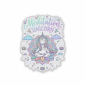 Eenhorn-meditatie Eenhorn Witte Achtergrond Vector Sticker (Voorkant)