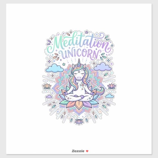 Eenhorn-meditatie Eenhorn Witte Achtergrond Vector Sticker (Vel)