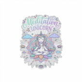 Eenhorn-meditatie Eenhorn Witte Achtergrond Vector Sticker (Voorkant)