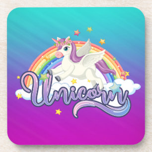 Eenhorn Meisjesachtig Voor Haar Meisjes Regenboog  Bier Onderzetter