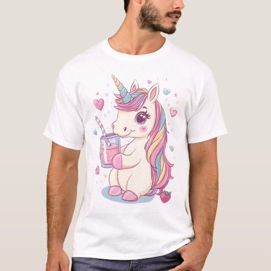 Eenhorn met aardbeimelk (2) t-shirt (Voorkant)