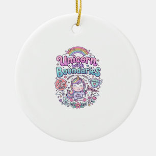 Eenhorn met grenzen Charmante kleding Grafisch_1 Keramisch Ornament