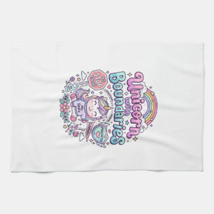 Eenhorn Met Grenzen Charmante Kleding Grafisch_1 Theedoek