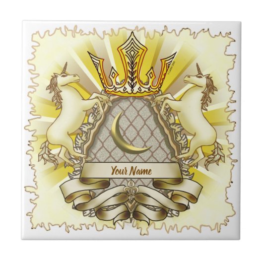 Eenhorn met Kroonschild Tegeltje (Voorkant)