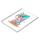 Eenhorn met surfplank op het strand notitieboek (Linkerzijde)