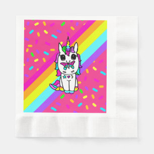 Eenhorn met vlinder op neus regenboog Spikkels Servet