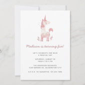 Eenhorn Modern Roze Stippen Kinderverjaardagsfeest Kaart (Voorkant)