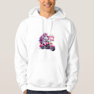 Eenhorn op een motorfiets Jongens Vrouwen Kinderen Hoodie
