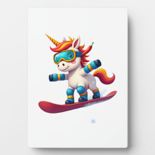 Eenhorn op Snowboard - Grappige Ski en Wintersport Fotoplaat
