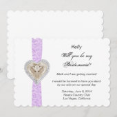 Eenhorn Paarse Kant Trouw Bruidsmeisje Kaart (Voorkant / Achterkant)