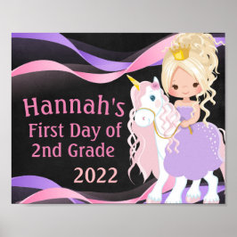 Eenhorn & Prinses Eerste Schooldag Schoolbord Poster