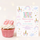Eenhorn Regenboog Glitters Gouden Verjaardag Kaart