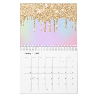 Eenhorn Regenboog Kleuren Helder Gouden Druppelend Kalender