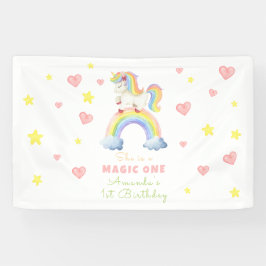 Eenhorn Regenboog Magie Eerste Verjaardag Spandoek