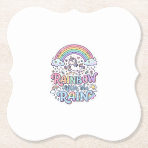 Eenhorn Regenboog Na de Regen Premium Vector Typo Kartonnen Onderzetters