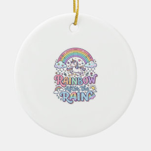 Eenhorn Regenboog Na de Regen Premium Vector Typo Keramisch Ornament