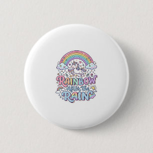 Eenhorn Regenboog Na de Regen Premium Vector Typo Ronde Button 5,7 Cm
