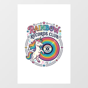 Eenhorn Regenboog Records Club Witte Achtergrond S Raamsticker