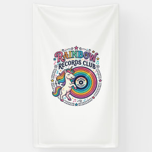 Eenhorn Regenboog Records Club Witte Achtergrond S Spandoek