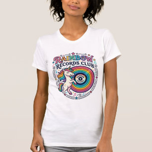Eenhorn Regenboog Records Club Witte Achtergrond S T-shirt