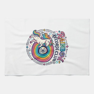 Eenhorn Regenboog Records Club Witte Achtergrond S Theedoek