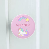 Eenhorn regenboog roze naam meisje keramische knop