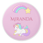 Eenhorn regenboog roze naam meisje keramische knop (Voorkant)