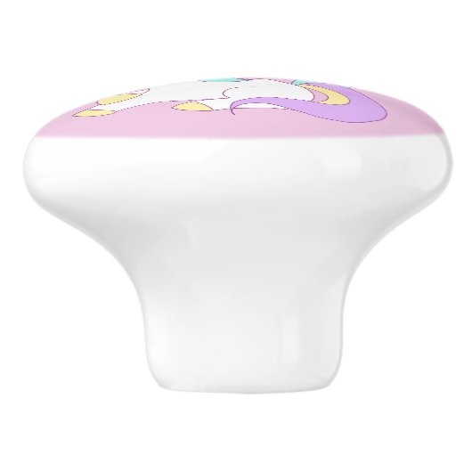 Eenhorn regenboog roze naam meisje keramische knop (Zijkant)