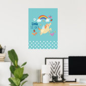 Eenhorn Regenboog Wolken en Bloemen Kleine Dromer Poster (Thuiskantoor)