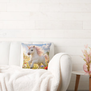 Eenhorn Rent in Bloemenveld Kussen