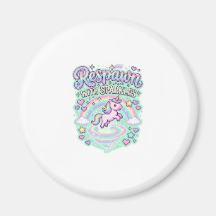 Eenhorn respawn met glitters Premium vector sticke Magneet