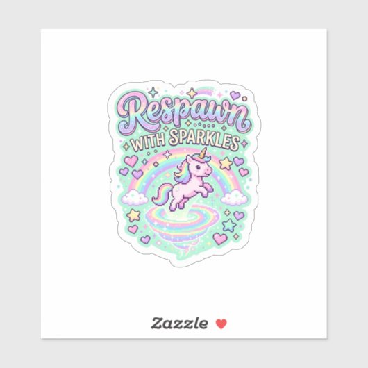 Eenhorn respawn met glitters Premium vector sticke Sticker (Vel)