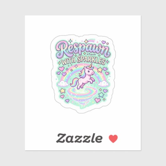Eenhorn respawn met glitters Premium vector sticke Sticker (Vel)