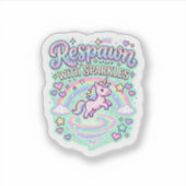 Eenhorn respawn met glitters Premium vector sticke Sticker (Voorkant)