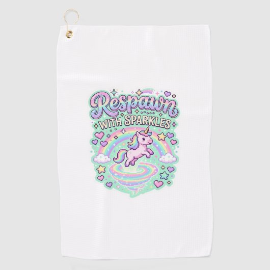 Eenhorn respawn met glitters Premium vectorstick Golfhanddoek (Voorkant)