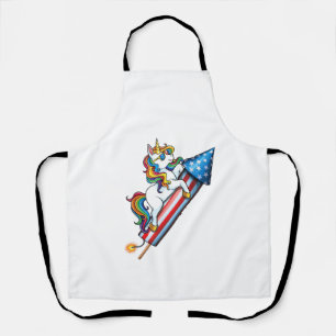 Eenhorn Ridding Vuurwerk Amerikaans USA Vlag 4 jul Schort