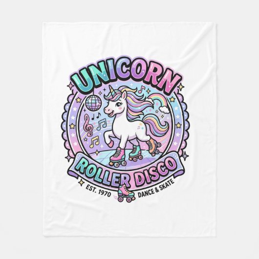 Eenhorn Roller Disco POD Klaar Marktplaats Kunstwe Fleece Deken (Voorkant)