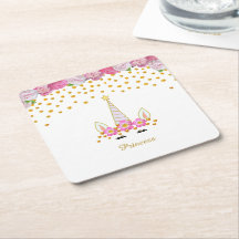Eenhorn, Roze Bloemen & Gouden Confetti