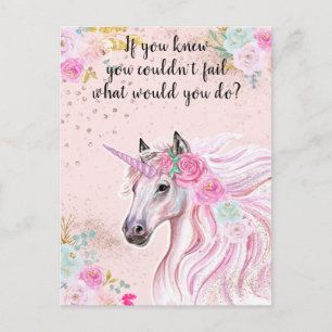 Eenhorn Roze Glitter Motiverend Manifestatie Briefkaart