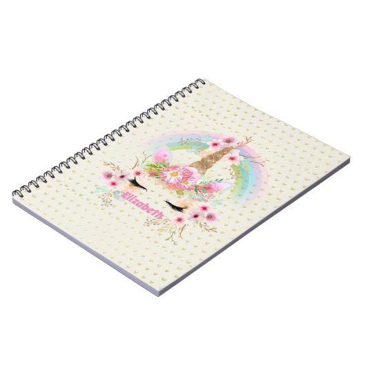 Eenhorn Roze Goud Glitter Uitzicht Naam Meisjes Bl Notitieboek (Linkerzijde)